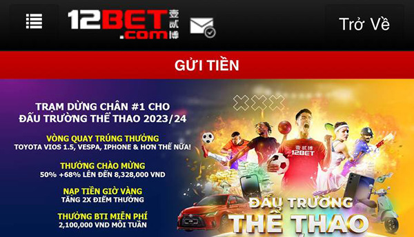 Gửi tiền 12bet